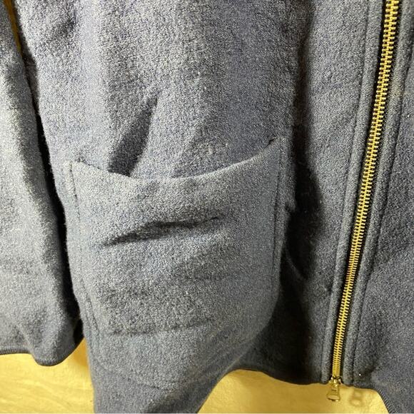 Willi Smith women Wool Sweater medium navy zip warm quiet luxury minimalist - Picture 3 of 9